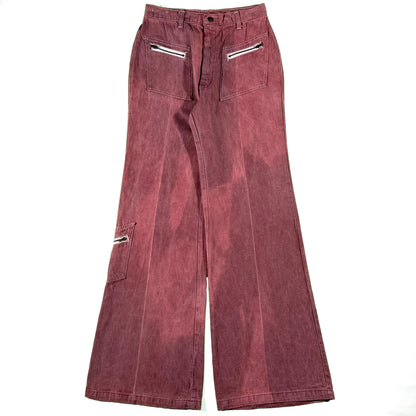 70s Sun Faded Burgundy Wide Leg Bell Bottoms- 29x34.5