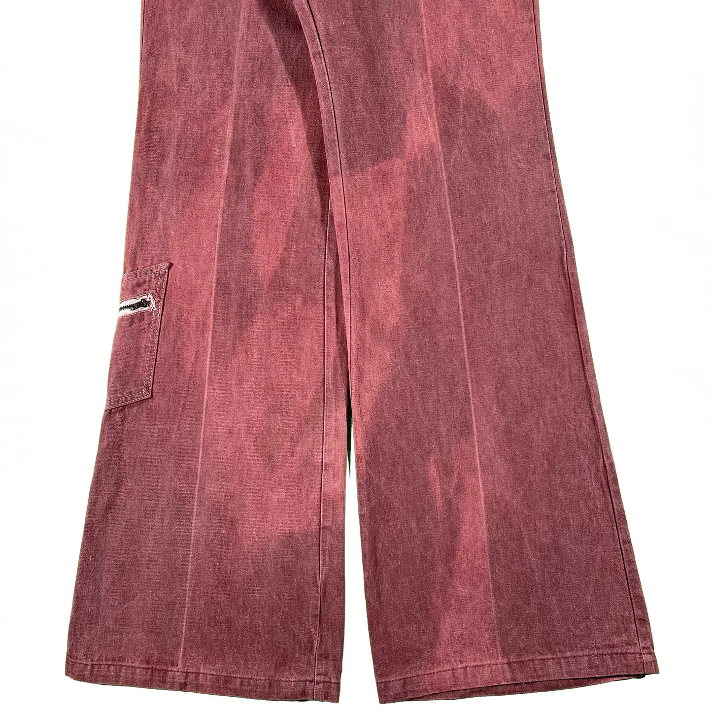 70s Sun Faded Burgundy Wide Leg Bell Bottoms- 29x34.5