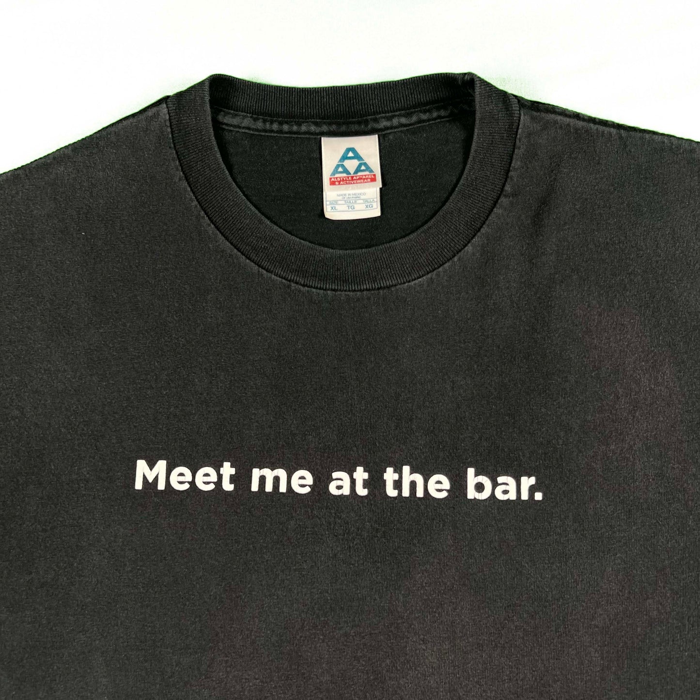 00s 'Meet me at the bar.' Black Long Sleeve Tee- XL