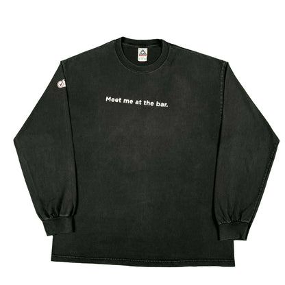 00s 'Meet me at the bar.' Black Long Sleeve Tee- XL