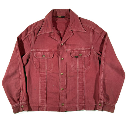 70s Faded Burgundy Hand Painted Lee Jacket- L