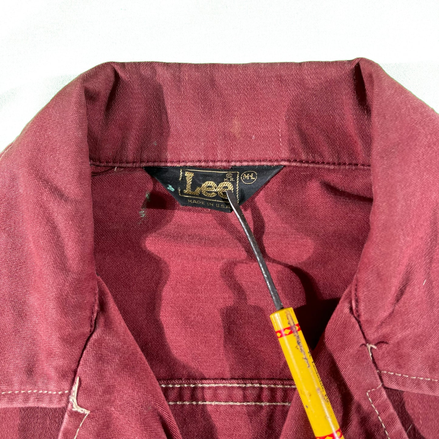 70s Faded Burgundy Hand Painted Lee Jacket- L