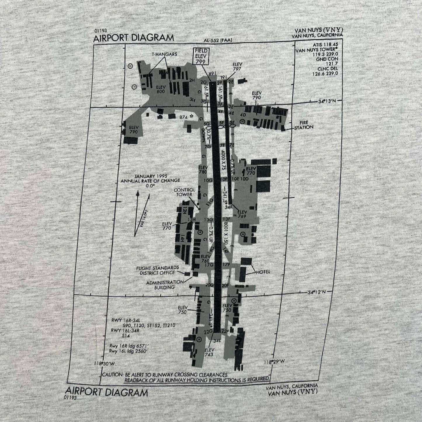 00s Van Nuys Airport Diagram Tee- L