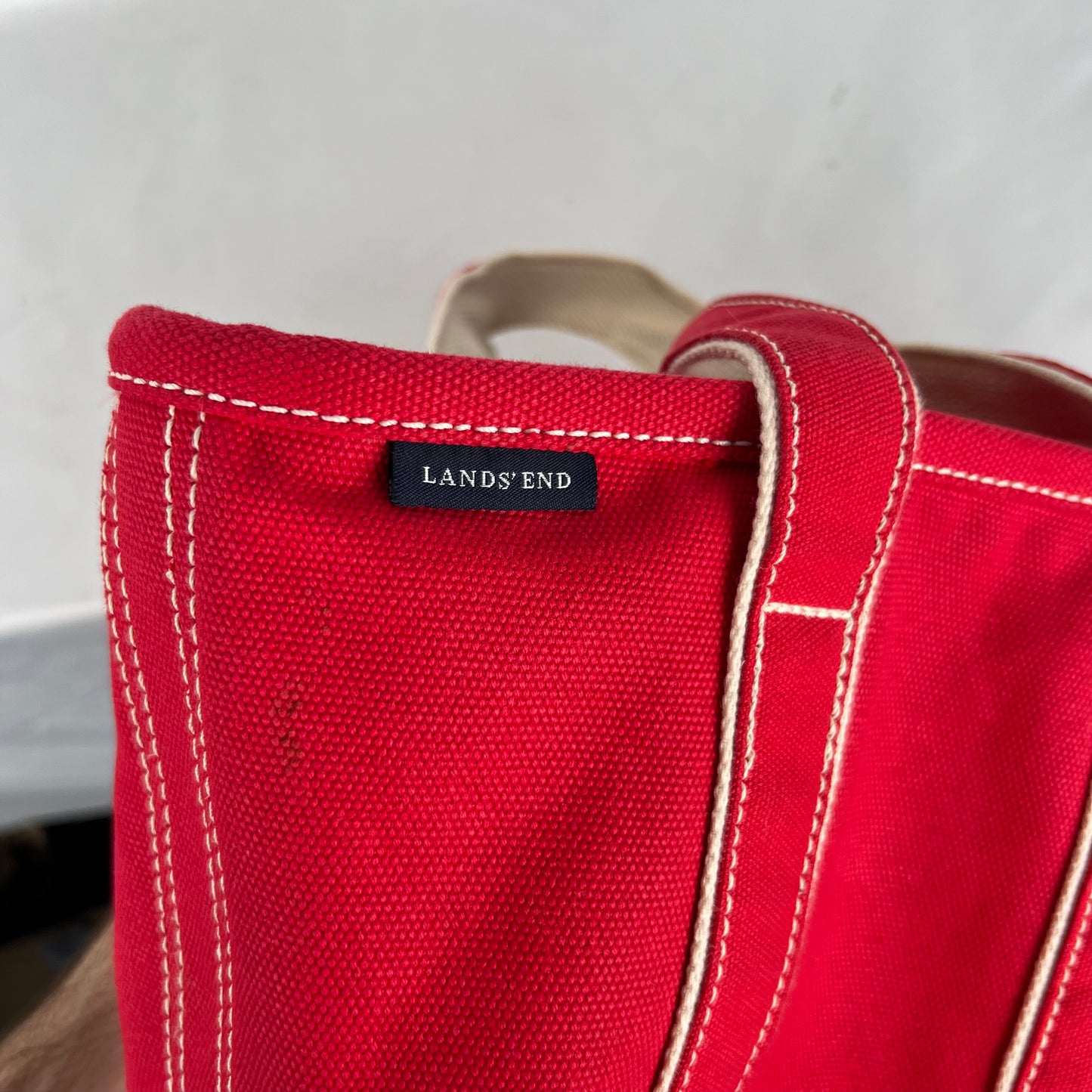 Lands' End Red XS Zip Up Tote Bag