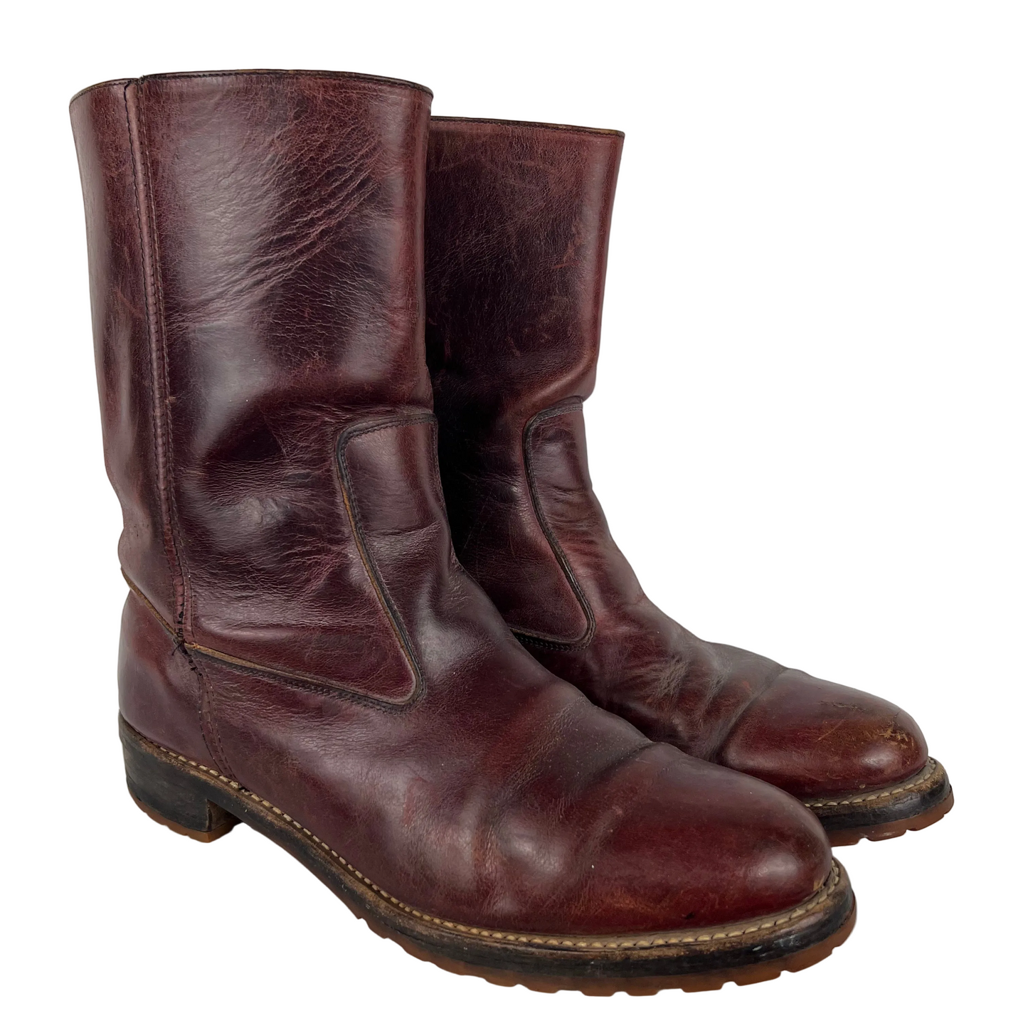 70s/80s Vibram Soled Leather Cowboy Boots- M's 11, W's 12.5