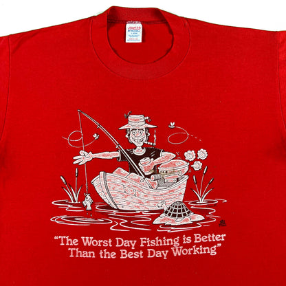 80s The Worst Day of Fishing>Best Day of Working Tee- M