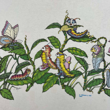 90s Caterpillar & Butterflies Tee- XL