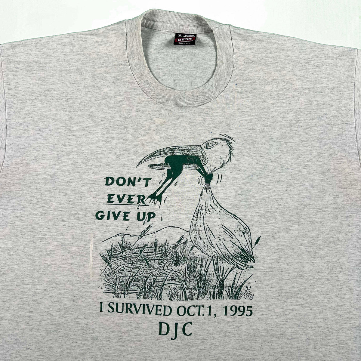 90s Don't Ever Give Up Heron Tee- XL – Plum Garments