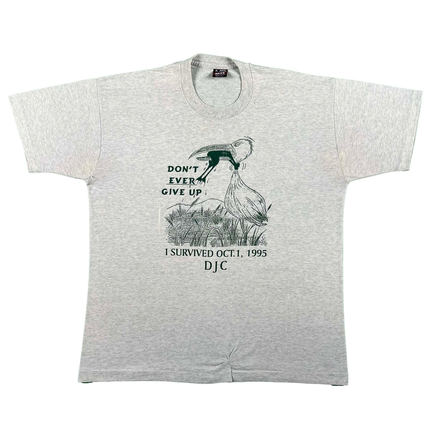 90s Don't Ever Give Up Heron Tee- XL