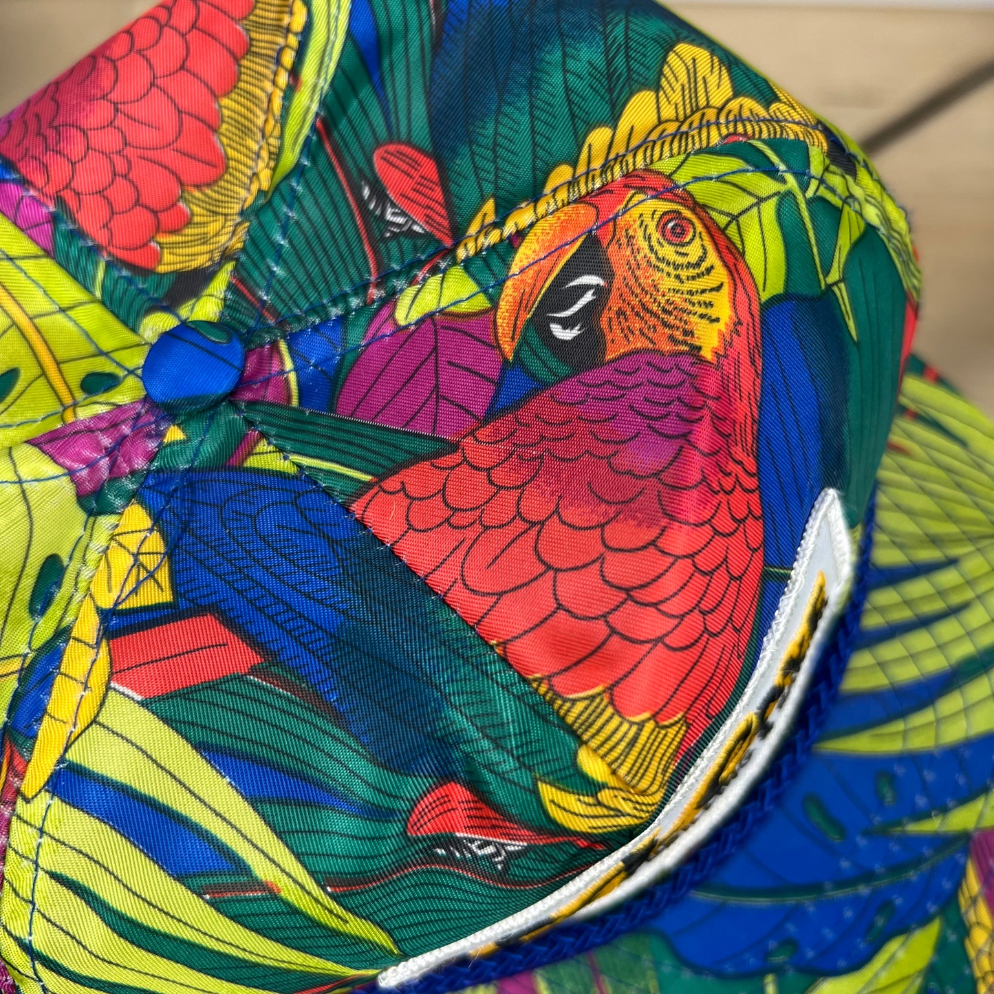 90s Tropical Parrot Print Rope Trucker Hat