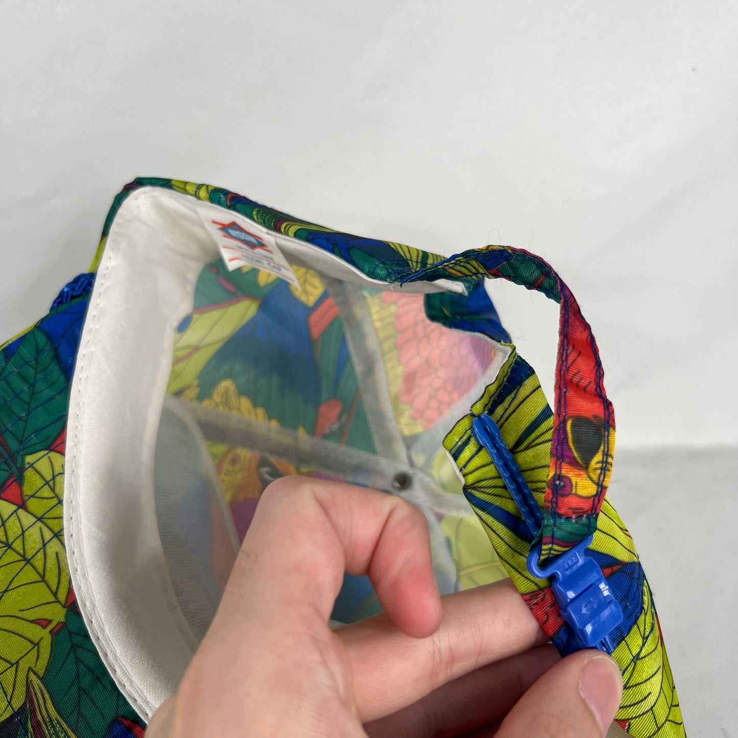 90s Tropical Parrot Print Rope Trucker Hat