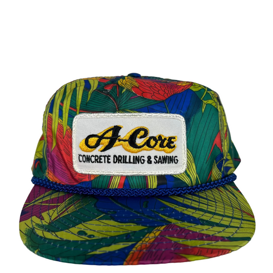 90s Tropical Parrot Print Rope Trucker Hat