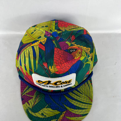 90s Tropical Parrot Print Rope Trucker Hat