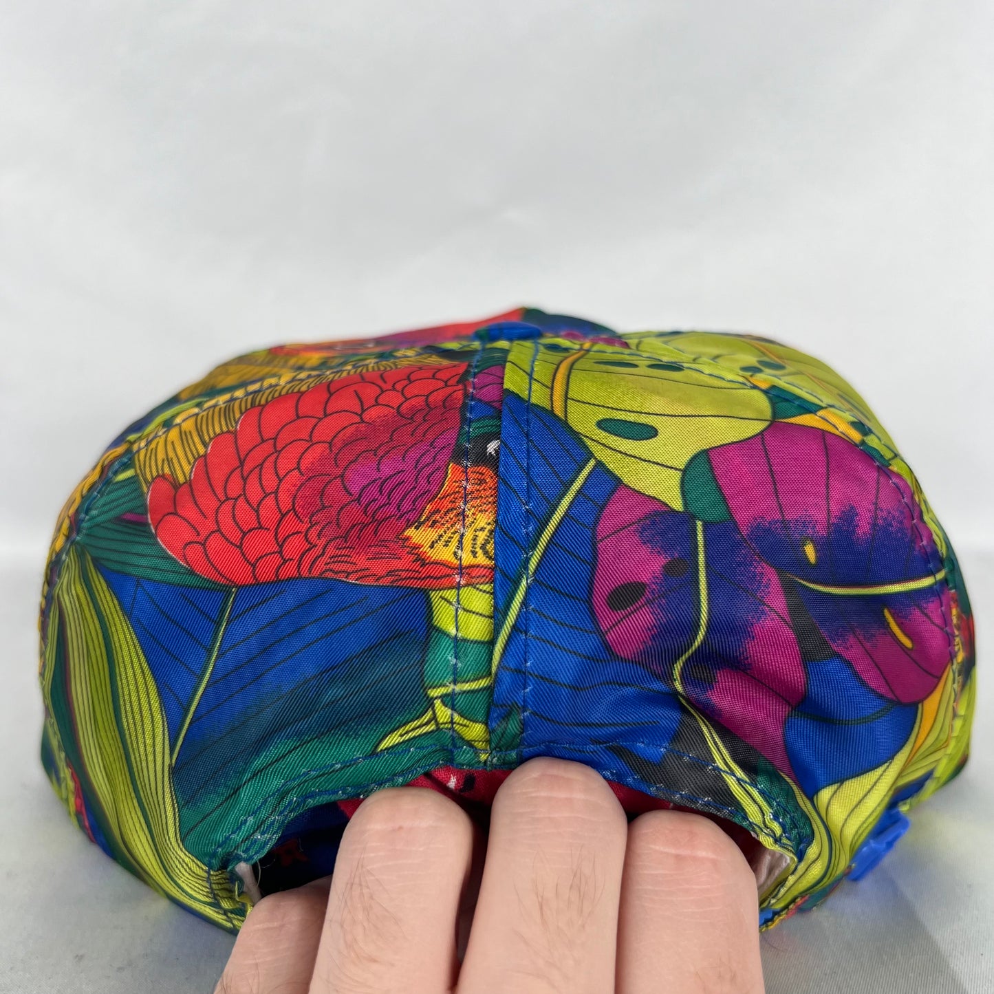 90s Tropical Parrot Print Rope Trucker Hat