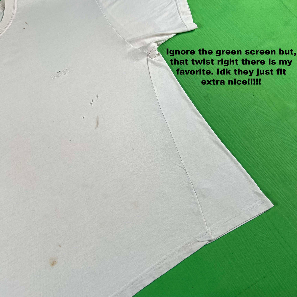 90s Boxy & Thrashed White Guess Tee- XL