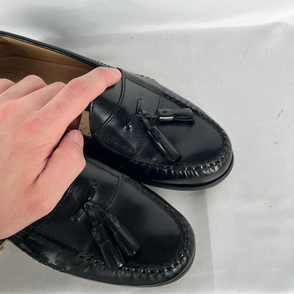00s Black Leather Tassel Loafers- M's 8, W's 9.5