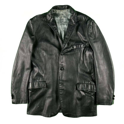 70s 'californian' Black Leather Jacket- S