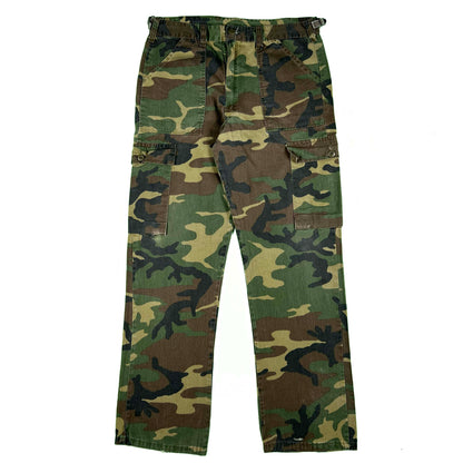 80s Woodland Camo Fatigue Cargo Pants- 32"-34"x32