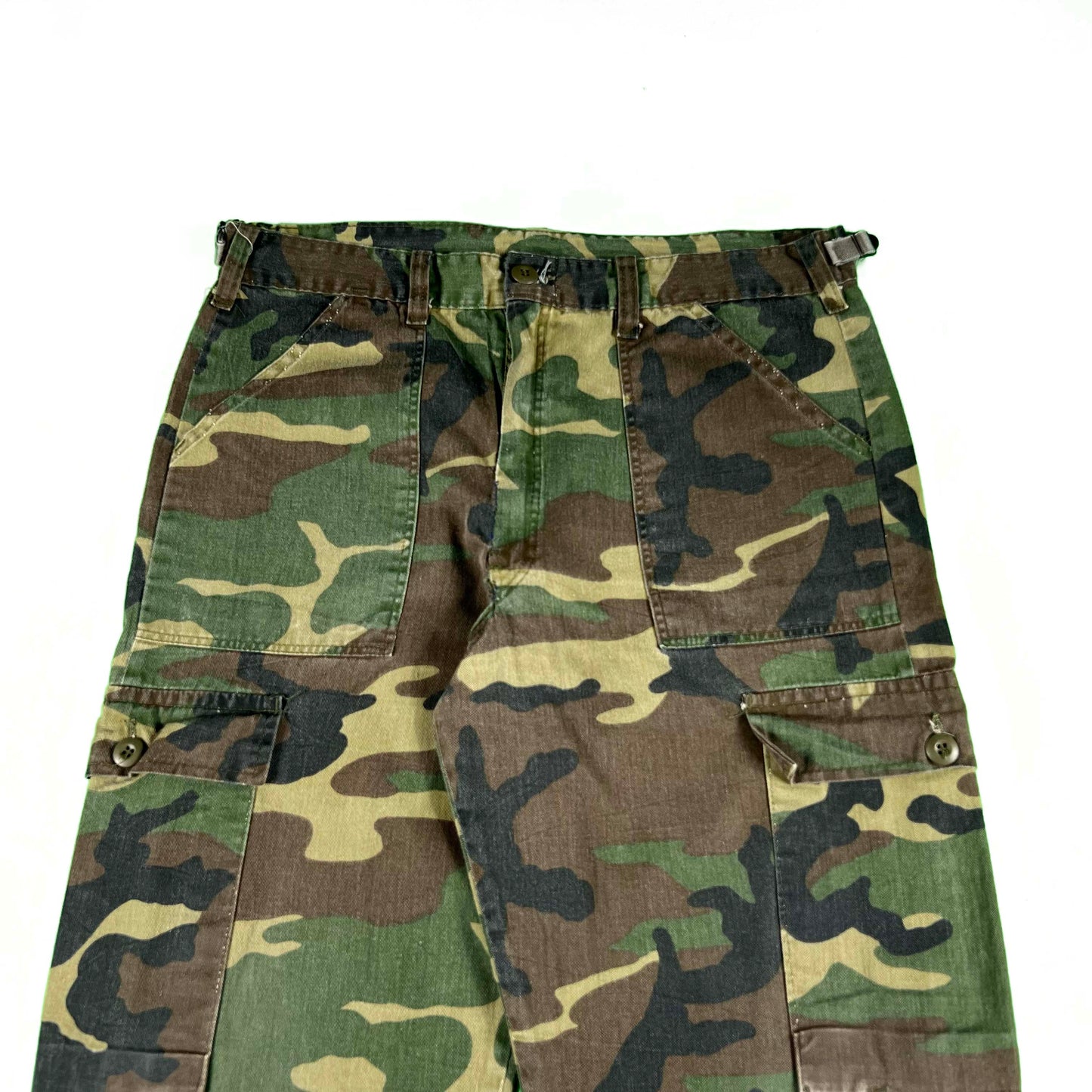 80s Woodland Camo Fatigue Cargo Pants- 32"-34"x32