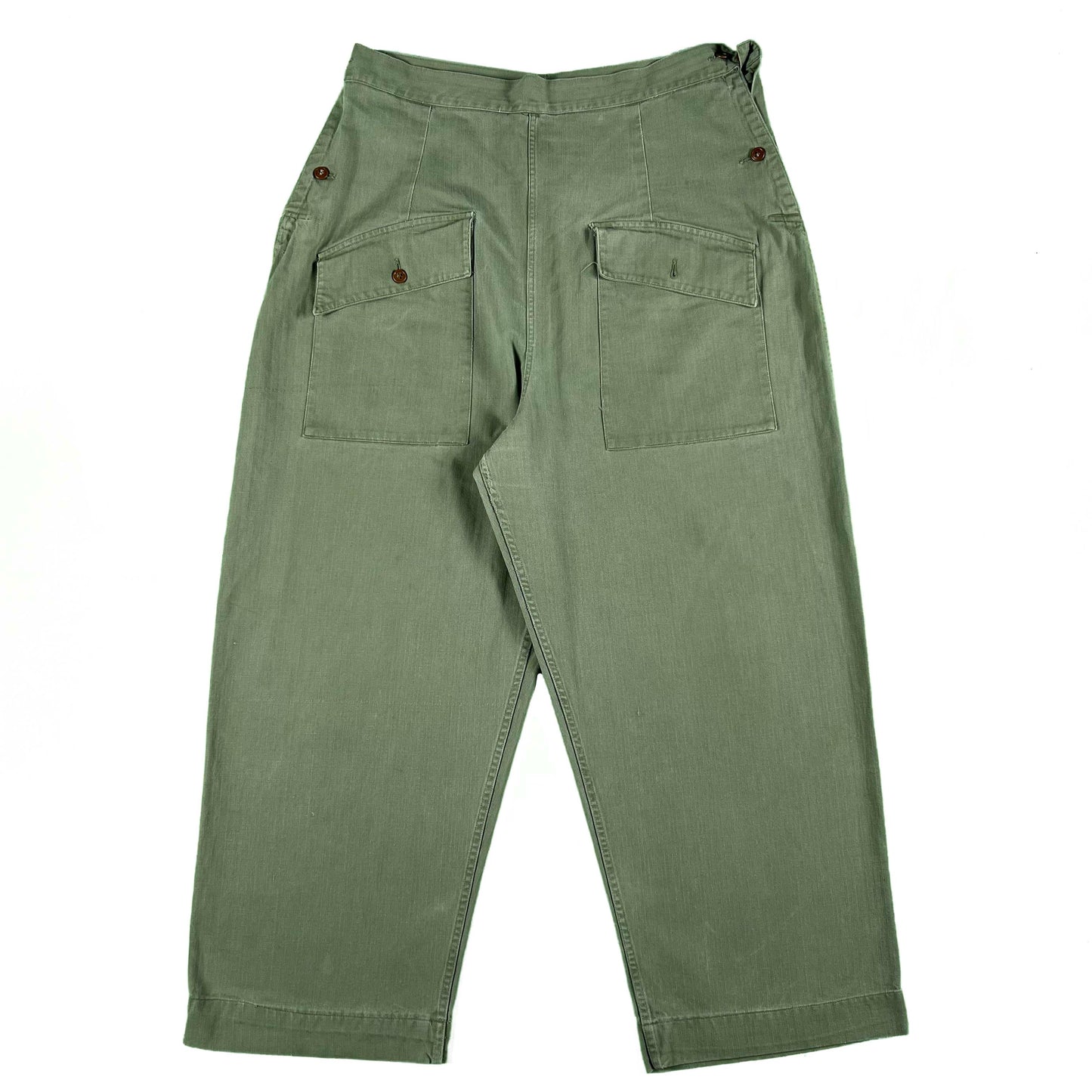 40s/50s Altered HBT Front Pocket Army Trousers- 33x26