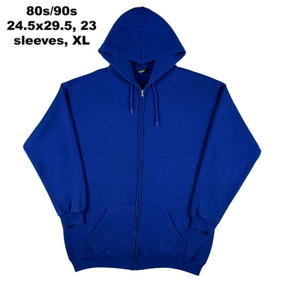 Vintage Blank Blue Zip Up Hoodie- SELECT SWEAT