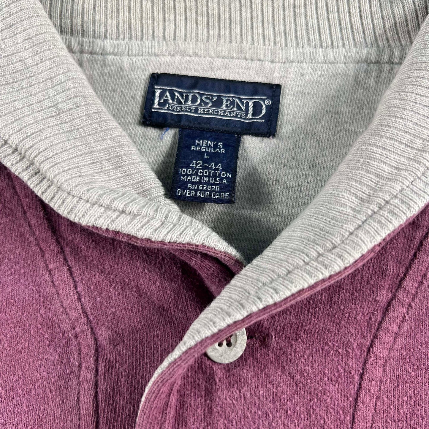 90s Lands' End Shawl Henley Sweatshirt- L