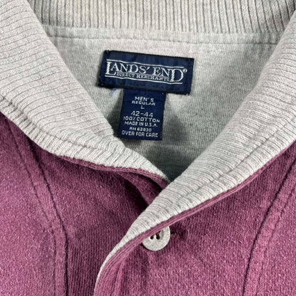 90s Lands' End Shawl Henley Sweatshirt- L