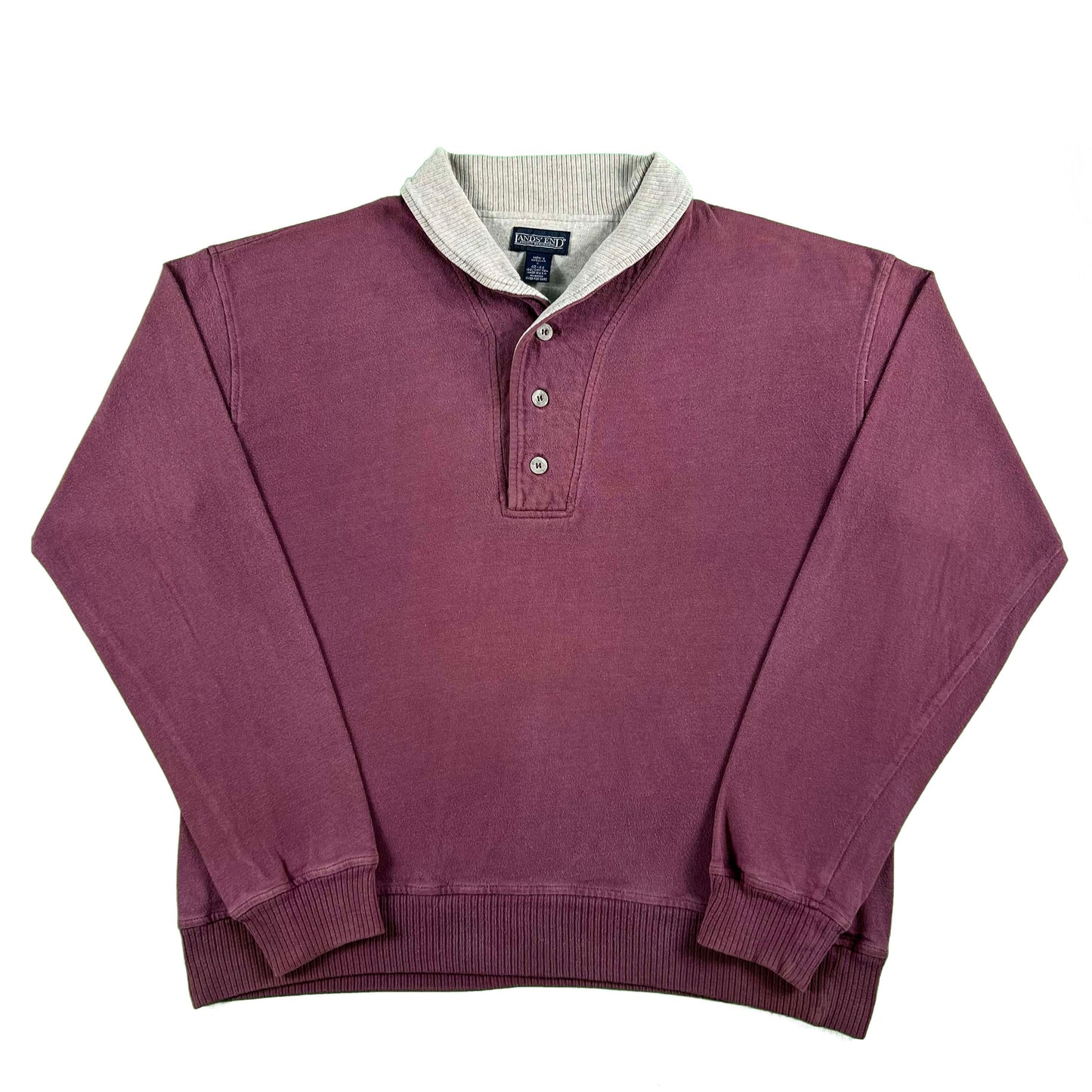 90s Lands' End Shawl Henley Sweatshirt- L