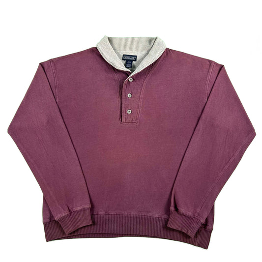 90s Lands' End Shawl Henley Sweatshirt- L