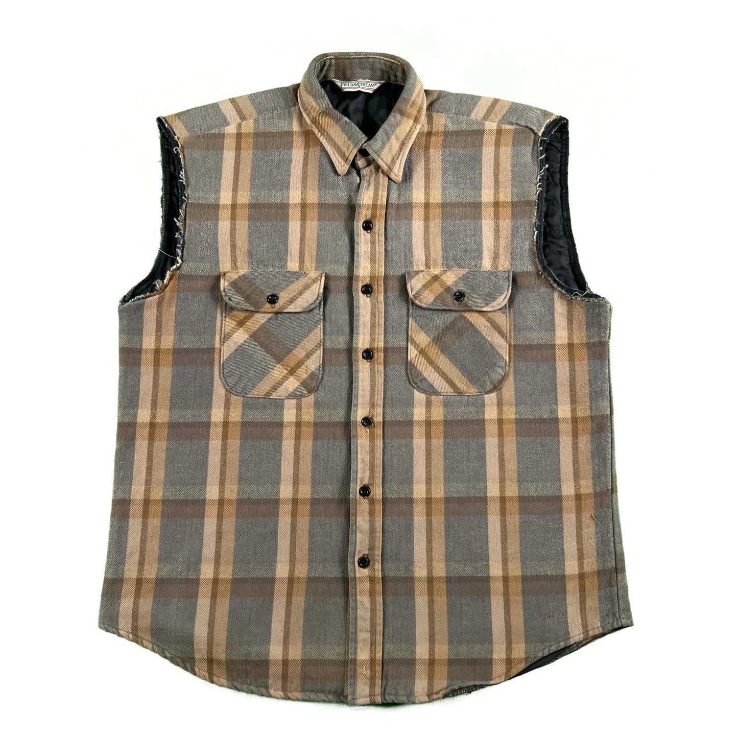 80s Cut Off Quilted Flannel Vest- XL