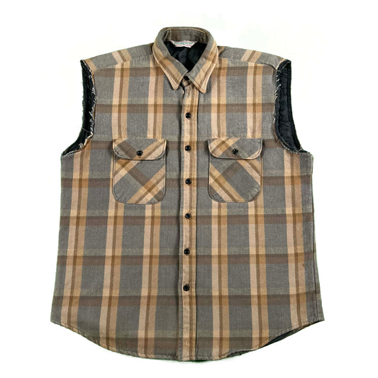 80s Cut Off Quilted Flannel Vest- XL