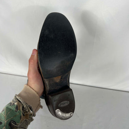 80s/90s Dan Post Black Leather Cowboy Boots- M's 10.5, W's 12
