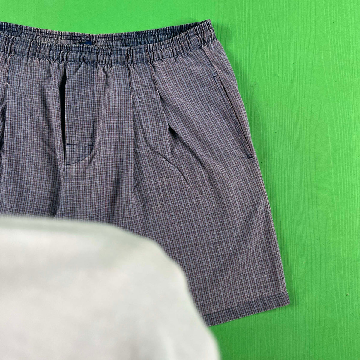 90s Sun Faded Plaid Cotton Utility Shorts- L