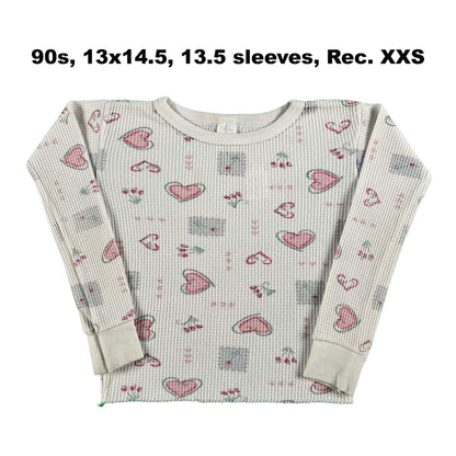 Vintage Floral & Lace Collar Waffle Knit Thermals- SELECT SHIRT