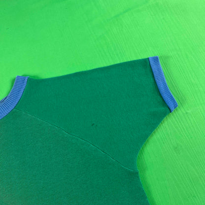 60s Green & Blue Short Sleeve Sweatshirt- M