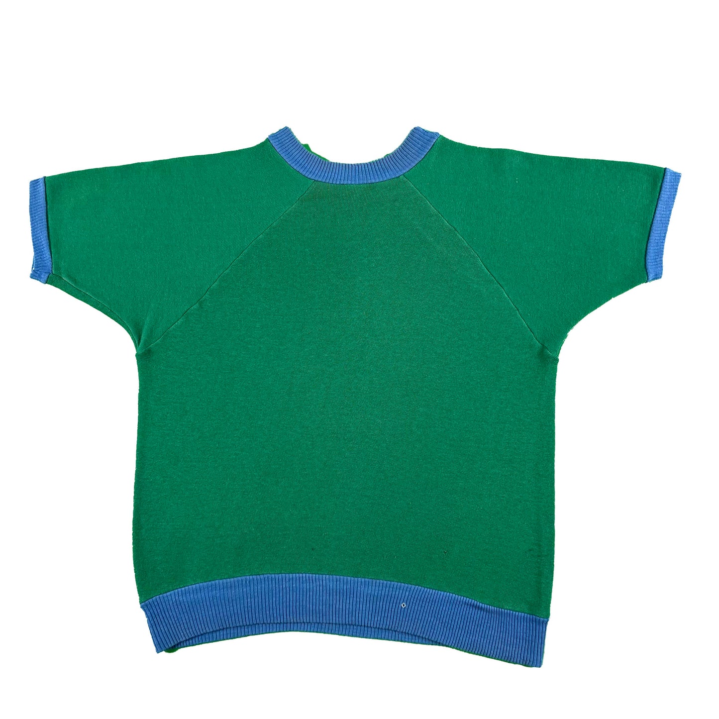 60s Green & Blue Short Sleeve Sweatshirt- M