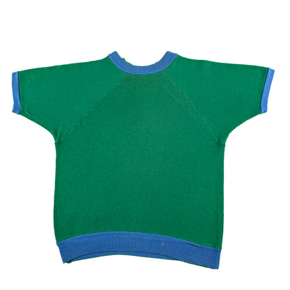 60s Green & Blue Short Sleeve Sweatshirt- M