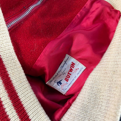 50s Zip Up Wool Varsity Jacket- S