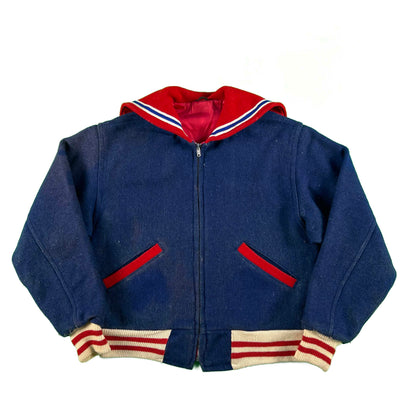 50s Zip Up Wool Varsity Jacket- S