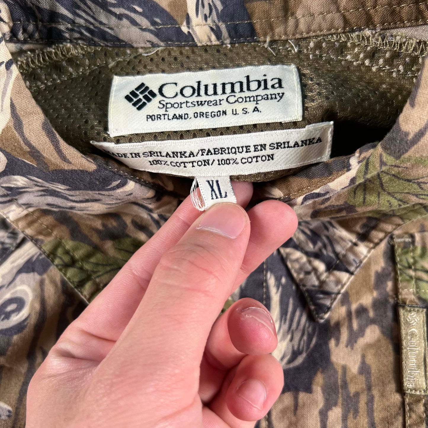 90s Columbia Mossy Oak Camo Fishing Style Shirt- XL