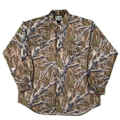 90s Columbia Mossy Oak Camo Fishing Style Shirt- XL