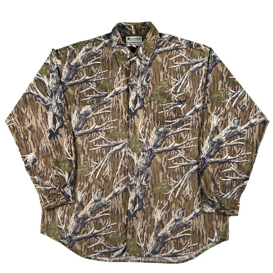 90s Columbia Mossy Oak Camo Fishing Style Shirt- XL