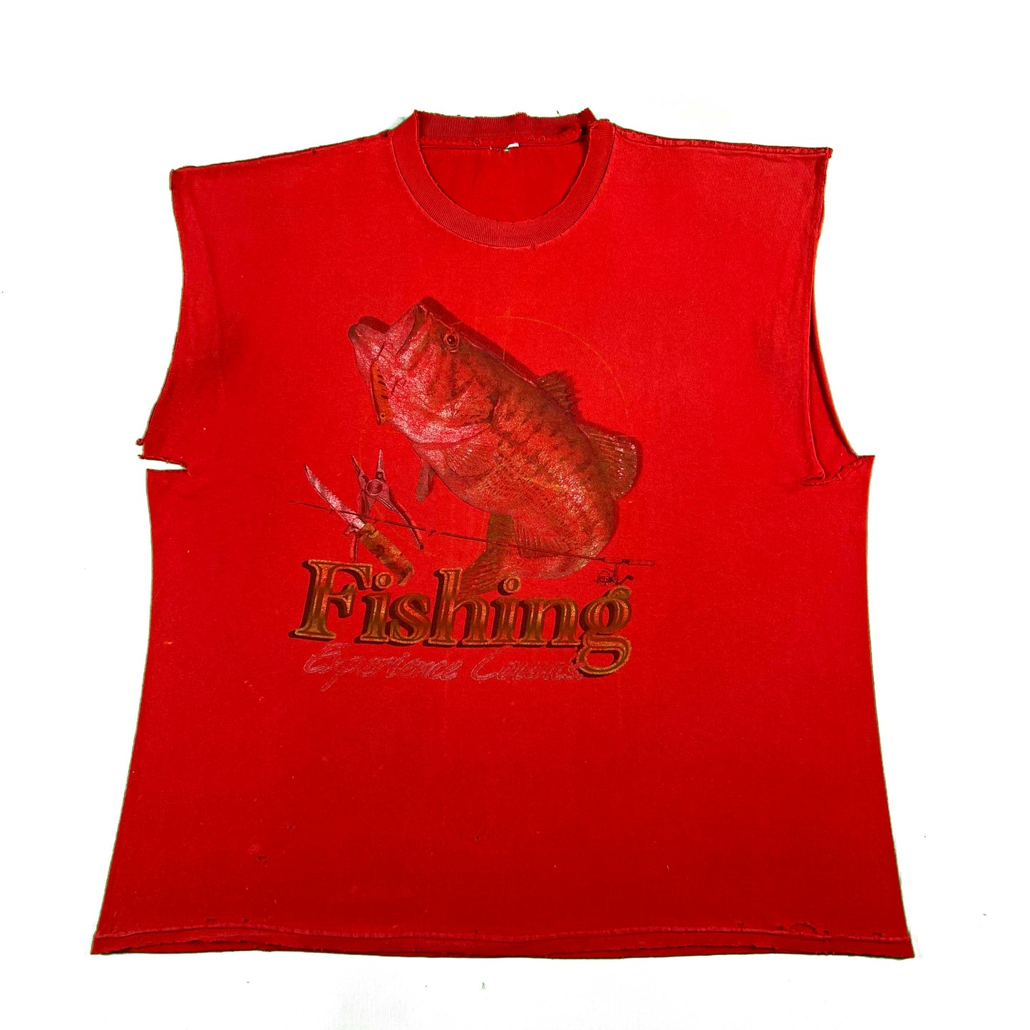 00s Thrashed Cut Off Fishing Tee- XL