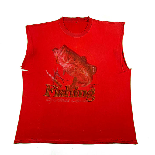 00s Thrashed Cut Off Fishing Tee- XL