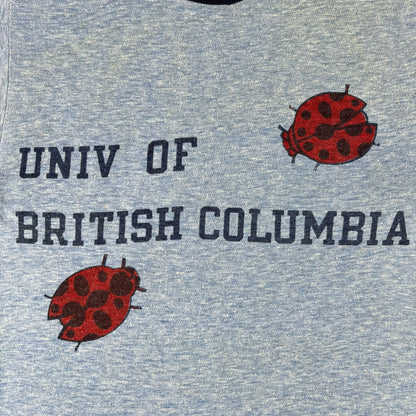 70s U of BC Ladybug Blue Bar Ringer Tee- XS