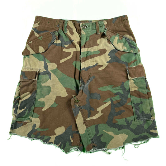 80s M-1951 Camo Cut Off Shorts- 28-36x9.5