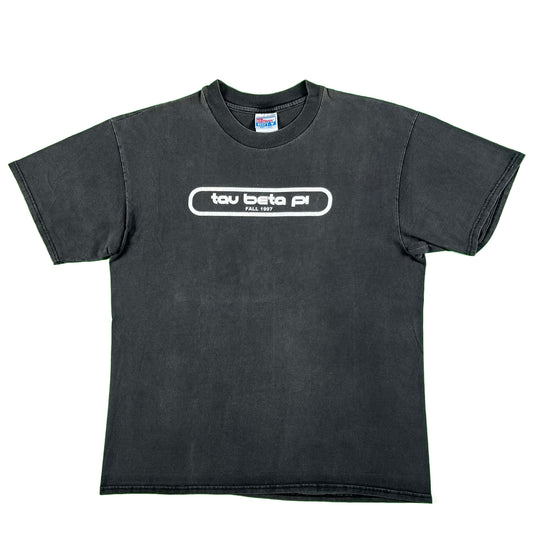 90s Faded Black tau beta pi Tee- L