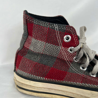 80s Wool Plaid Made in USA High Top Converse- M's 4.5, W's 6