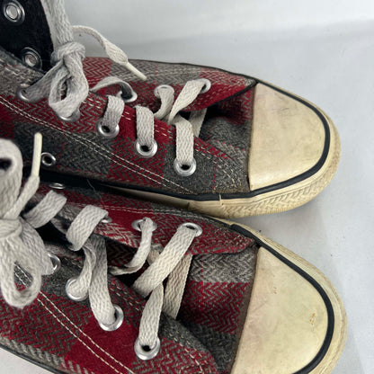 80s Wool Plaid Made in USA High Top Converse- M's 4.5, W's 6