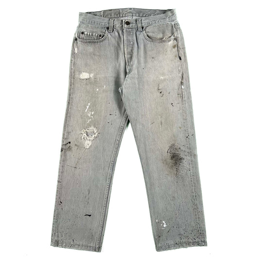 80s Painted Grey Levi's 501 Denim- 31x26.5